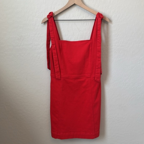 Alice + Olivia Maryann Denim Tie Shoulder Mini Dress Size 10 - Picture 2 of 9